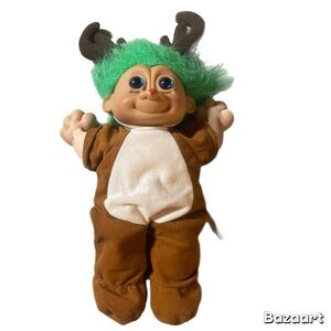 Russ berrie VINTAGE 90’s TROLL AS RUDOLPH THE RED NOSE REINDEER 15" Plush DOLL